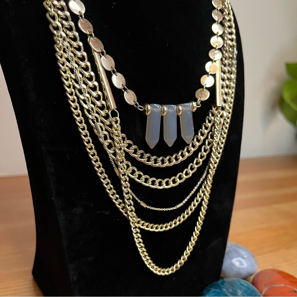 SUGARFIX multilayered necklace with discs, bars and faux crystral - Picture 7 of 8